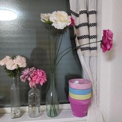造花＆瓶と、花瓶