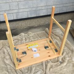 332【美品】 無印良品 MUJI 良品計画 天然木 パイン材テーブル　折りたたみ式 折りたたみテーブル 木製 キャンプ アウトドア ②の画像