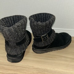 #ショートブーツ スエード ニット ブラック #UGGの画像