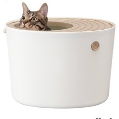 アイリスオーヤマ 猫用トイレ本体 上から猫トイレ (飛び散らない) ホワイト プチの画像