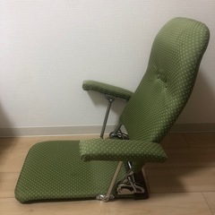 ハイバックリクライニングチェア アームレスト付き 折りたたみ椅子 日本製 折りたたみ椅子 グリーン の画像