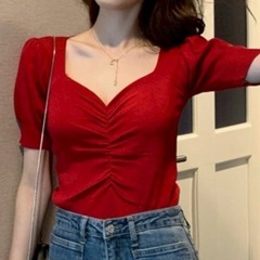 クロップド丈半袖ニット 新品