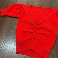 クロップド丈半袖ニット 新品の画像