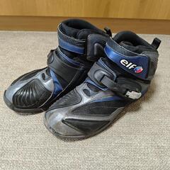 エルフ　シンテーゼ14　ライディングシューズ　銀/青　サイズ26.0㎝