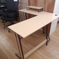 ★ジモティ割あり★  デスク ナチュラル H74×D120×W120 クリーニング済み TK5532の画像