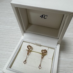 4℃ イヤリング ピンクゴールド ハート 箱あり 定価¥3万円台