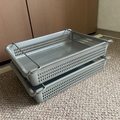 スタックトレーメタルハンドル付 浅型 A4対応 2個