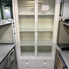 ガラスキャビネット　書庫　引き出し付き　幅90 奥40 高さ18...