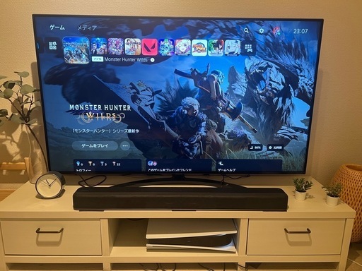 【PS5フル装備】4K120Hzテレビ＋純正ヘッドセット＋サウンドバー＋モンハン付【即ゲーミング環境】