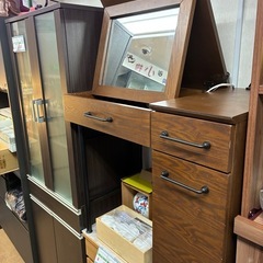 ドレッサー ミラー格納式 デスクタイプ　コンパクト