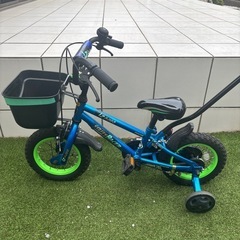 12インチ　子供用自転車　手押しバー補助輪付き