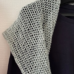 手編みベスト　ホワイト&ミントグリーンの画像