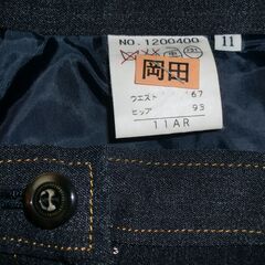 11号/L　着用少スーツ④　紺パンツスーツ　春夏用背抜き裏地/クリーニング済　ステッチ入の画像