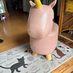 オットマン　スツール　ユニコーン　ペガサス　馬　ピンク　座れます　足置きにも　やや汚れアリ★の画像