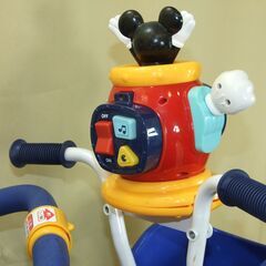 【紋別市発】ides アイデス ミッキーマウス　三輪車　後ろハンドル付き　かご付き　ガード付き　青色　トーク確認・音楽不良　中古品　引取り限定　の画像