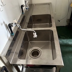 業務用シンク バックガードあり ２槽水切付シンク 流し台の画像