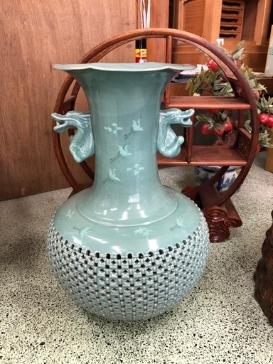 高麗青磁器 壺 青龍