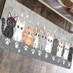 120cmキッチンマット猫柄