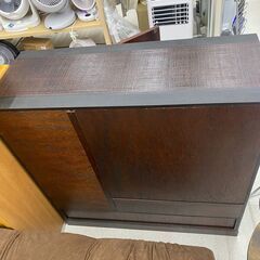 店頭引き渡し 中古 アンティーク 飾り棚 食器棚 木製 家具 高さ90cm 横幅89cm 奥行34.5cmの画像