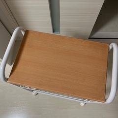 キッチン収納カート　可動式ラック　白×木製　キャスター付きの画像