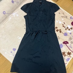 黒　H&M ストライプ　ワンピース　膝丈　M相当