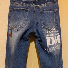 美品デニムジーンズショートハーフパンツダメージクラッシュサーフペイントワッペングランジサーフサーファーギャル男お兄系の画像