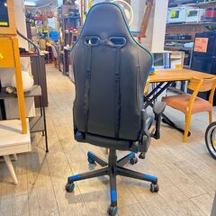 GTレーシング 収納式オットマン付 ゲーミングチェア デスクチェア オフィスチェア リクライニング 肘掛けカバー付き 座面高40～48cm ブラック×ブルー 黒 GTRACING★買取帝国 志木店の画像