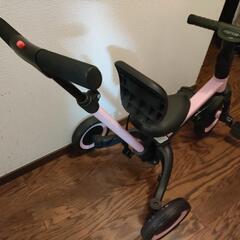 のりかえ三輪車 押し棒付き ヤトミ 股ベルト付き 背もたれ付き 4WAY バランスバイク キッズバイク 変身 三輪車 自転車 ステップアップの画像