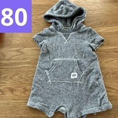 GAP フード付きグレーロンパース 80