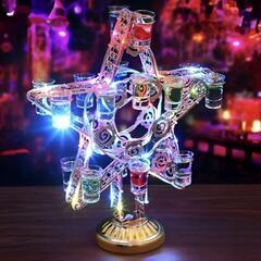 テキーラ観覧車❣️LED酒ボトルの表示棚 18穴 酒グラススタン...