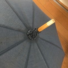 デニム調 日傘　晴雨兼用　長傘 木製ハンドルの画像
