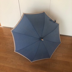 デニム調 日傘　晴雨兼用　長傘 木製ハンドル