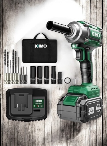KIMO 充電式インパクトレンチ ドリルビット ソケットセット 20V 4.0Ah 4000Mah 【最大トルク500N･m】