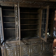 王朝書棚 食器棚 大型 英国調 キャビネット カップボード リビングボードの画像