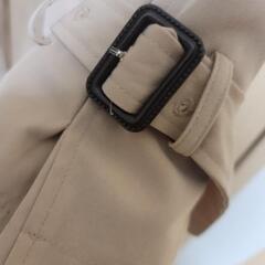 【美品】ロングトレンチコート、ベージュ色 (M-L)の画像