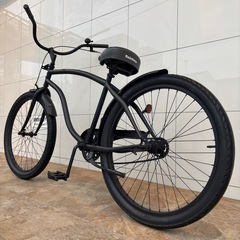 【8万で購入】ビーチクルーザー 黒 26インチ 超極太タイヤ ファットバイク 激レア 超本格仕様　BMX ファットバイク HIPHOP アメ村 堀江 ストリート 【早い者勝ち】の画像