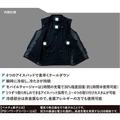 本日引き取り限定5000円ペルチェベスト、G.G.] アイスパッドベストセット 13109 ペルチェ 4個付 冷却 ベスト バッテリー ACアダプター 夏 作業着 作業服 G.GROUND プロユニステッカー付の画像