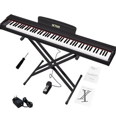 【新品未使用】電子ピアノ 88鍵盤 木製 組み立て式 イヤホンジ...