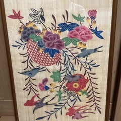 琉球紅型染め　城間栄順　タペストリー　額入り