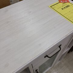 J9739　佐藤産業　CERISE　レンジボード上置き付き　ホワイト　クリーニング済み【リユースのサカイ柏店】の画像