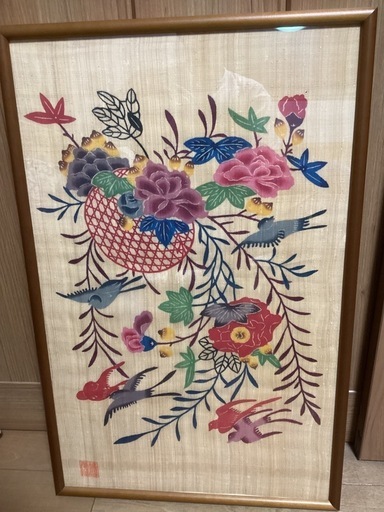 琉球紅型染め城間栄順タペストリー額入り