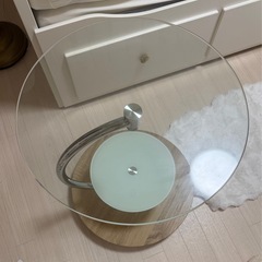 サイドガラステーブル ナチュラルラウンド ガラステーブル サイドテーブルの画像