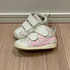 ASICS ベビーシューズ 花柄 ベルト式