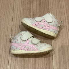 ASICS ベビーシューズ 花柄 ベルト式の画像