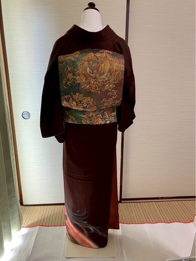 13　訪問着 フルセット 着物•帯•帯揚げ•帯締め•伊達襟(重ね襟)の5点セット