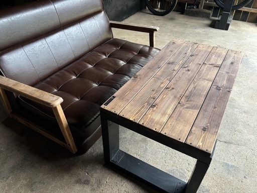 お取引成立.　2Pレザーソファー　(brownカスタム) センターテーブル　2点セット　早い者勝ち