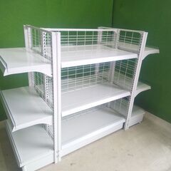 H120cm×W90cm 単体両面２段什器＆エンド什器２台セット...