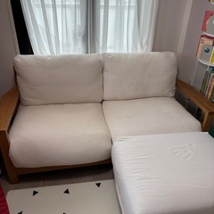 無印　ソファ本体木製フレームフェザーポケットコイル２．５シーター...