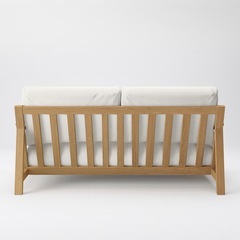 無印ソファ本体木製フレームフェザーポケットコイル２．５シーター※オットマン付の画像