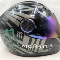 【R736】YEMA/モンスターエナジー/MONSTER ENERGY/ヘルメット/フルフェイス/YM-825/ブラック×シルバー/Lサイズ/中古の画像